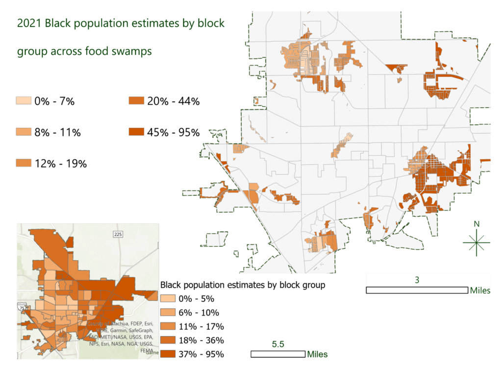 Map of Black population and food swamps